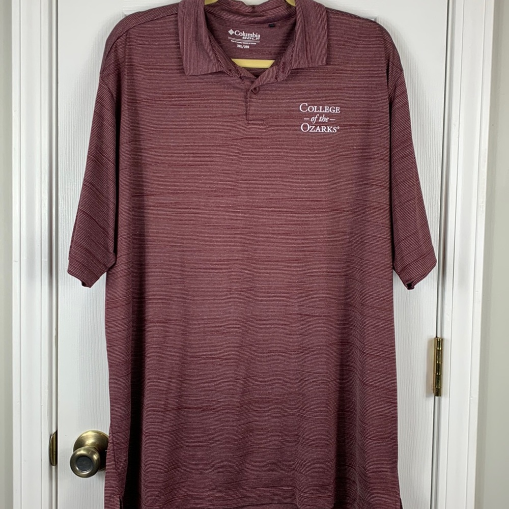 Columbia Golf burgundy colored short sleeved polo shirt size 2XL. 100% polyester